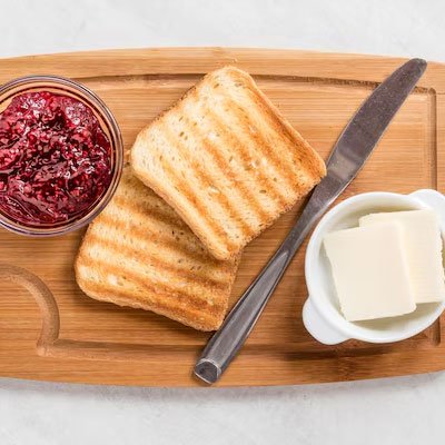 Toast with butter and jam