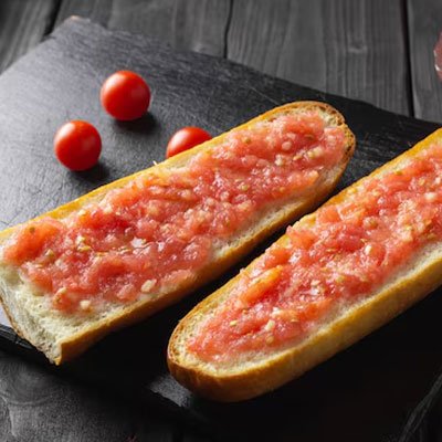 Toast with crushed tomato and olive oil